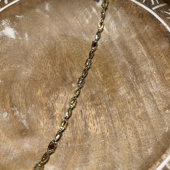 NWT Multi Genuine Gemstone & Diamond 18KT Gold Over Sterling Silver Bracelet - Picture 8 of 15